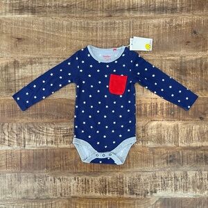 NWT Baby Boden Patriotic Stars LS Bodysuit